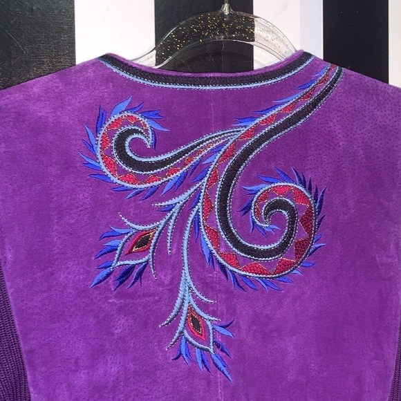 Bob Mackie Wearable Art Purple Suede Vest Womans Small Vintage Retro 90s Leather - Picture 12 of 17